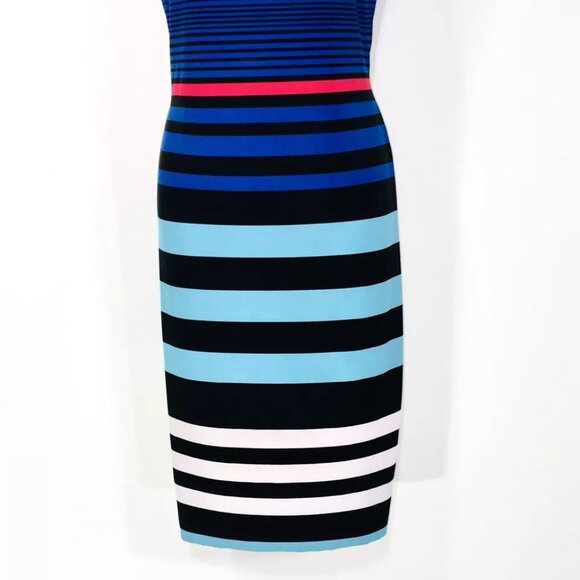 Cache Sheath Pencil Dress Sz 8 Blue White Stripe Knee Length Sleeveless - Picture 5 of 7